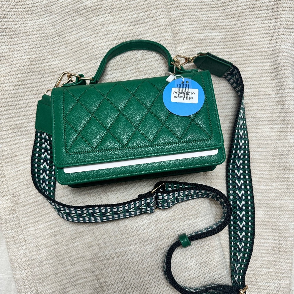 Green Quilted crossbody Handbag
